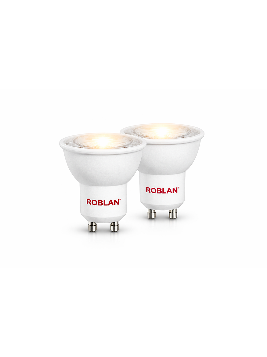 Kit Aplique Muro Doble Negro + 2 Ampolletas GU10 110° Luz Cálida ROBLAN 4