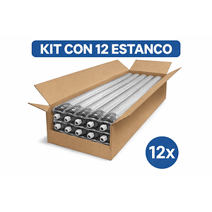 Kit 12 Estancos LED para 2 Tubos T8 120cm IP65 Industrial