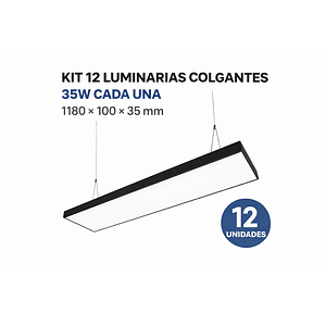 kit 12 Unidades Colgantes Lineal LED 35W Negro 