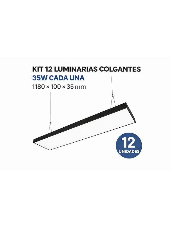 kit 12 Unidades Colgantes Lineal LED 35W Negro  1