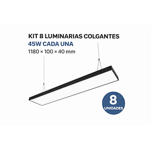Kit 8 Luminarias Colgantes LED 45W Negro
