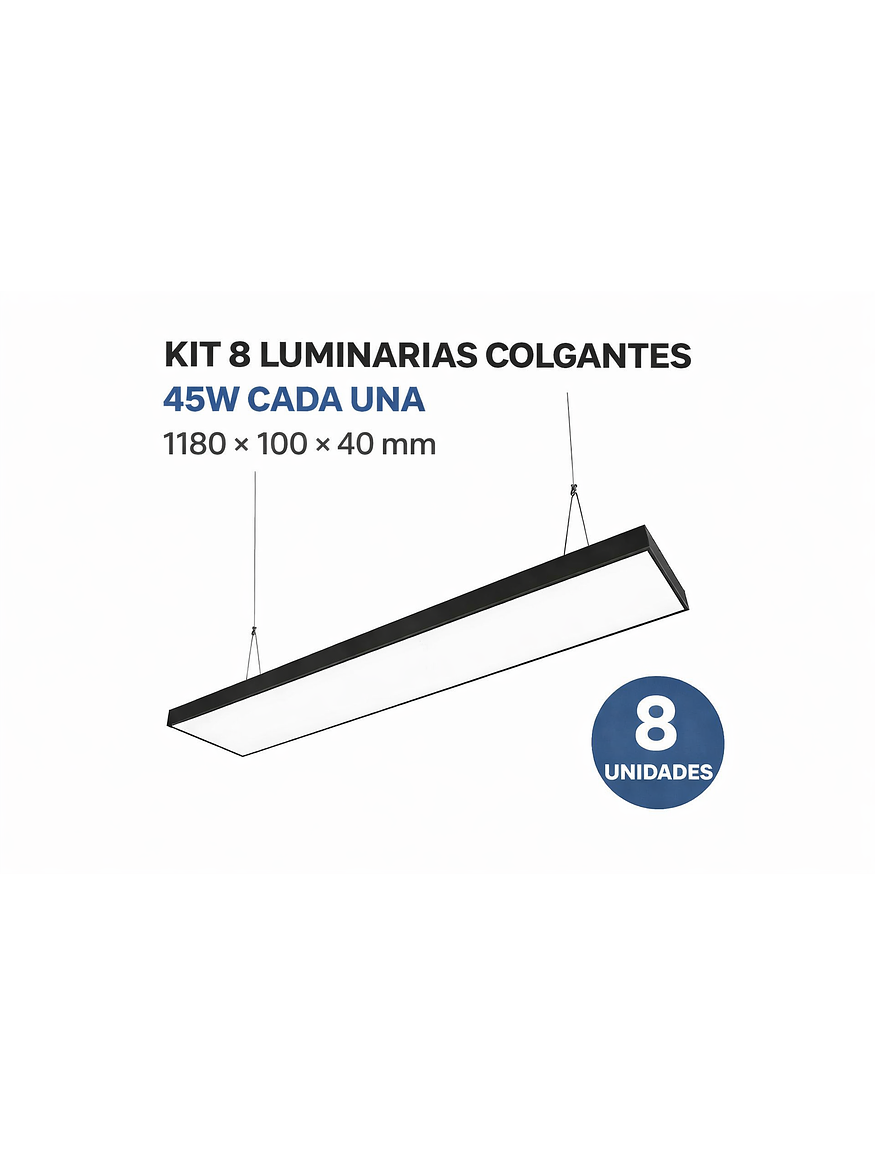 Kit 8 Luminarias Colgantes LED 45W Negro 1