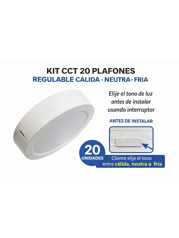 KIT 20 Plafón LED Sobrepuesto 24W 3CCT 1