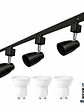 Kit Riel Monofásico Negro 1m 3 Focos GU10 Luz Cálida - Miniatura 1