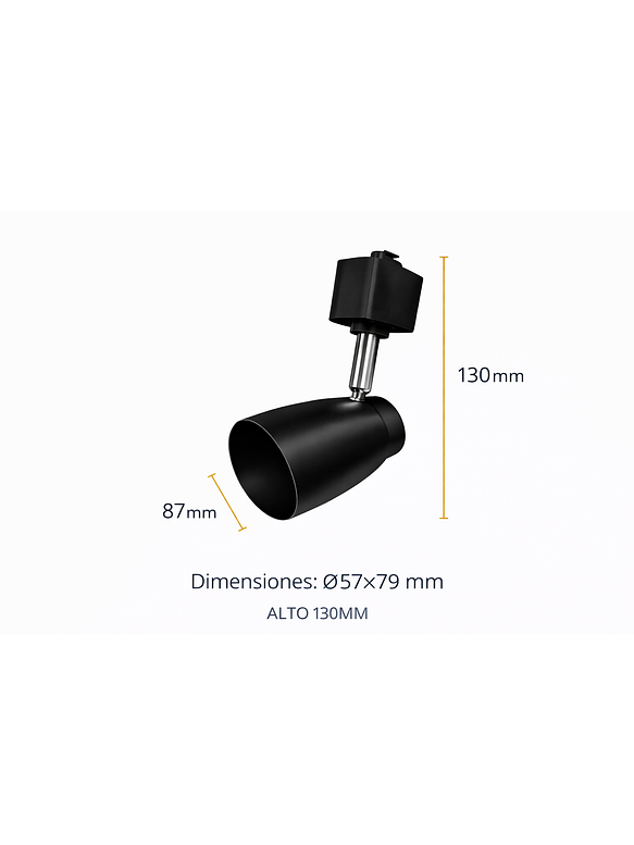 Kit Riel Monofásico Negro 1m 3 Focos GU10 Luz Cálida 5