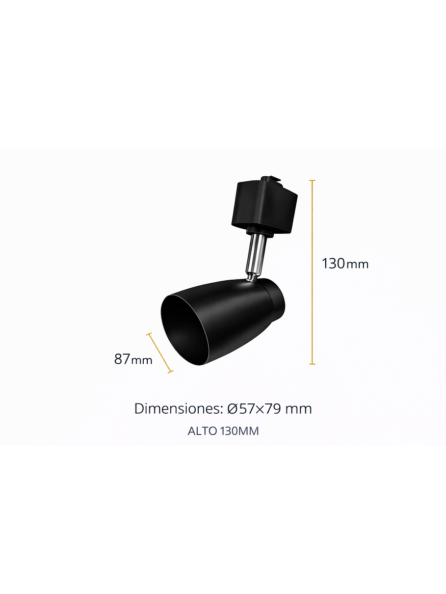 Kit Riel Monofásico Negro 1m 3 Focos GU10 Luz Cálida 5