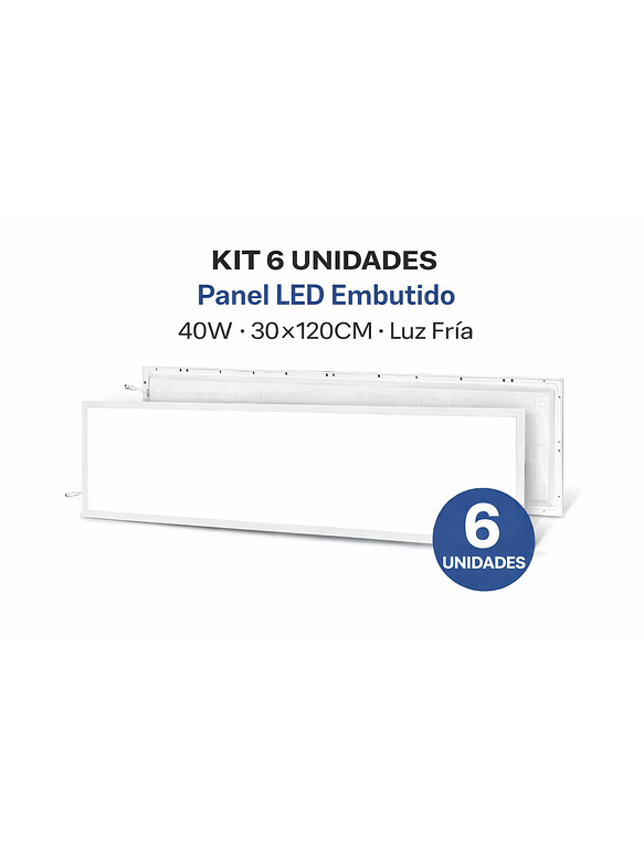 KIT 6 Panel LED Embutido 40W 30x120 Luz Fría 1