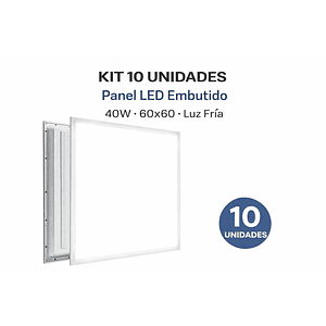 KIT 10 Panel LED Embutido 40W 60x60 Luz Fría