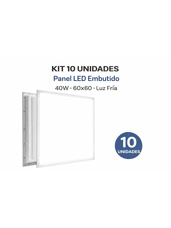 KIT 10 Panel LED Embutido 40W 60x60 Luz Fría 1