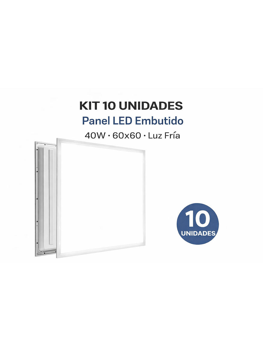 KIT 10 Panel LED Embutido 40W 60x60 Luz Fría 1
