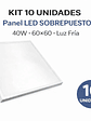 KIT 10 Panel LED Sobrepuesto 40W 60x60 Luz Fría - Miniatura 1