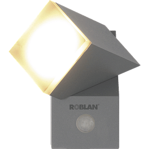 Aplique LED Exterior ROBLAN 8W con Sensor PIR Luz Cálida IP54 Plata