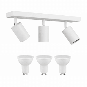 Aplique /Muro Triple GU10 Blanco (Incluye ampolleta 3xGU10 8W Luz Cálida)