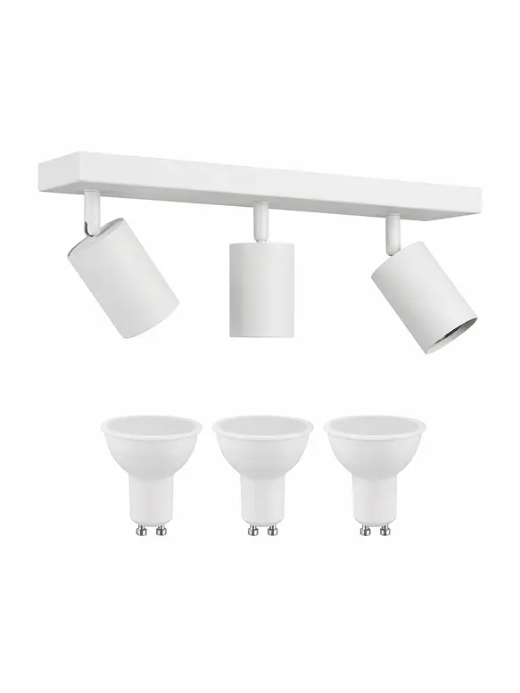 Aplique /Muro Triple GU10 Blanco (Incluye ampolleta 3xGU10 6W Luz Cálida) 1