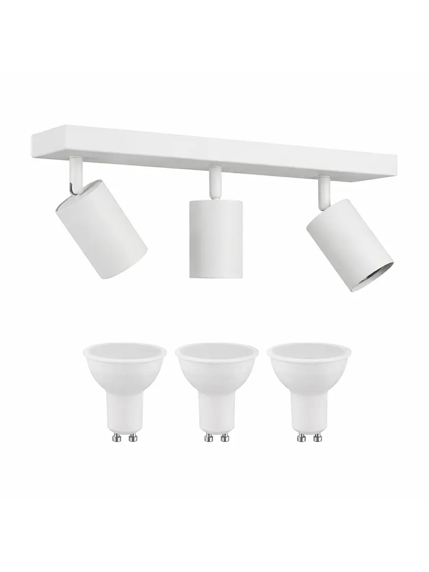 Aplique /Muro Triple GU10 Blanco (Incluye ampolleta 3xGU10 6W Luz Cálida) 1