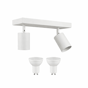Aplique /Muro Doble GU10 Blanco (Incluye ampolleta 2xGU10 6W Luz Cálida)