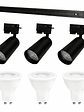 Kit Riel Monofásico Negro 1m 3 Focos GU10 Luz Cálida - Miniatura 1