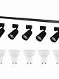 Kit Riel Monofásico Negro 2m 5 Focos GU10 Luz Cálida - Miniatura 1