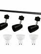 Kit Riel Monofásico Negro 1m 3 Focos GU10 Luz Cálida - Miniatura 1