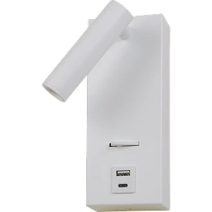 Aplique Lectura LED ROBLAN AKADEMI 3W Blanco Luz Cálida USB A+C Orientable