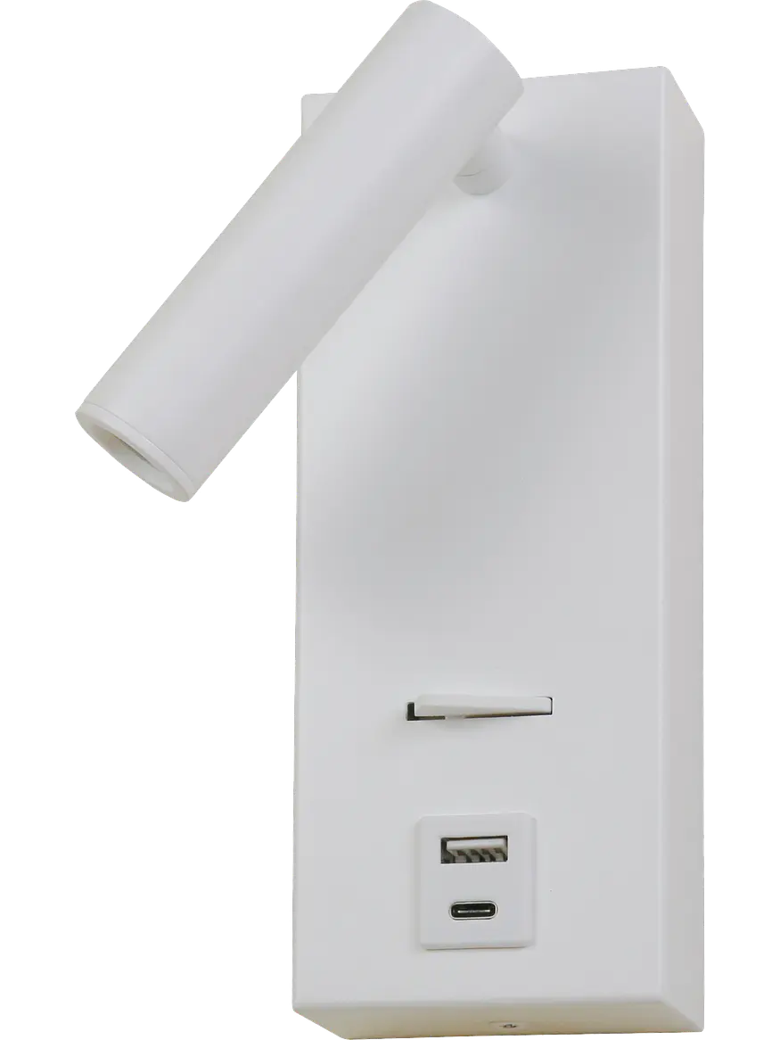 Aplique Lectura LED ROBLAN AKADEMI 3W Blanco Luz Cálida USB A+C Orientable 1