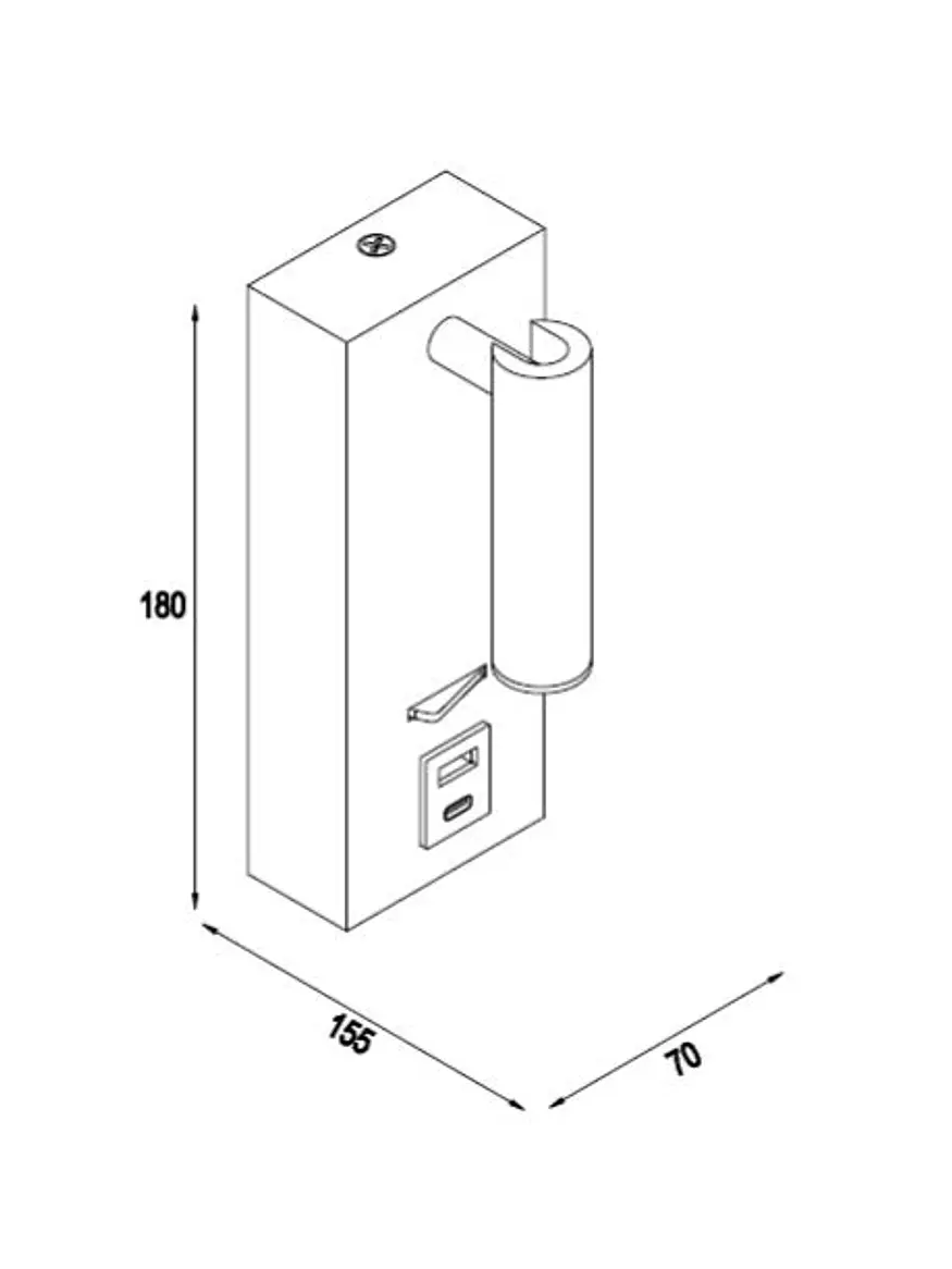 Aplique Lectura LED ROBLAN AKADEMI 3W Blanco Luz Cálida USB A+C Orientable 5
