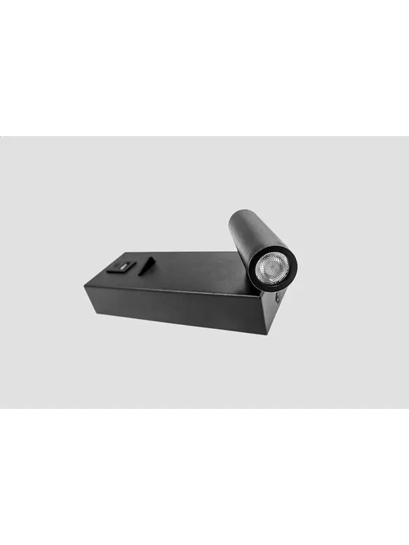 Aplique Lectura LED ROBLAN AKADEMI 3W Negro Luz Cálida USB A+C Orientable 5