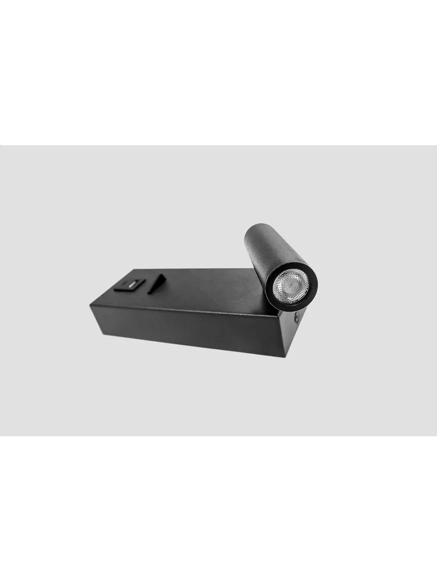 Aplique Lectura LED ROBLAN AKADEMI 3W Negro Luz Cálida USB A+C Orientable 5
