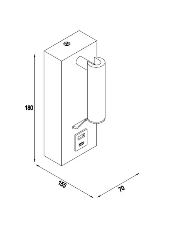 Aplique Lectura LED ROBLAN AKADEMI 3W Negro Luz Cálida USB A+C Orientable 10