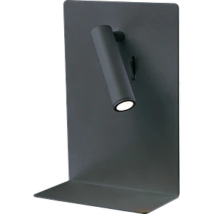 Aplique Lectura LED ROBLAN FIXION 8W Negro Luz Cálida USB A+C con Repisa