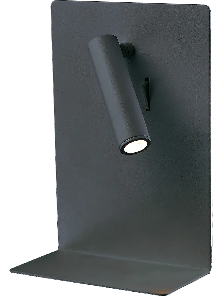 Aplique Lectura LED ROBLAN FIXION 8W Negro Luz Cálida USB A+C con Repisa 1