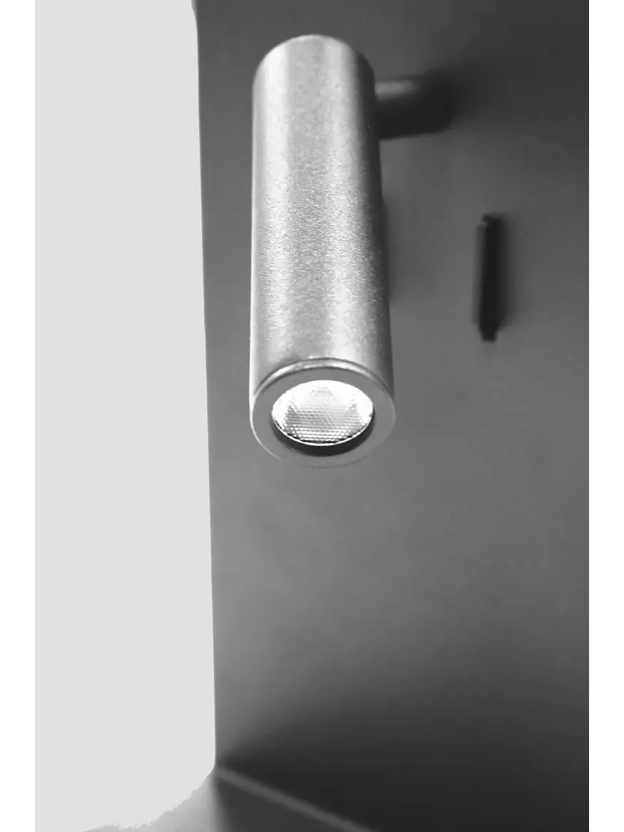 Aplique Lectura LED ROBLAN FIXION 8W Negro Luz Cálida USB A+C con Repisa 2