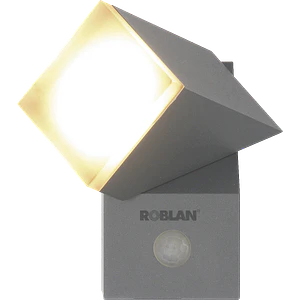 Aplique LED Exterior ROBLAN Z NU 1 Foco 8W Sensor PIR IP54 Luz Cálida Plata
