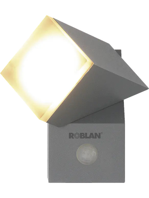 Aplique LED Exterior ROBLAN Z NU 1 Foco 8W Sensor PIR IP54 Luz Cálida Plata 1