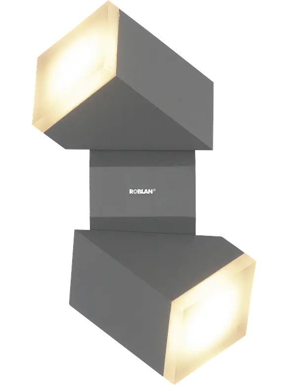 Aplique LED Exterior ROBLAN Z NU 2 Focos 12.5W Luz Cálida 3000K IP54 Plata 1