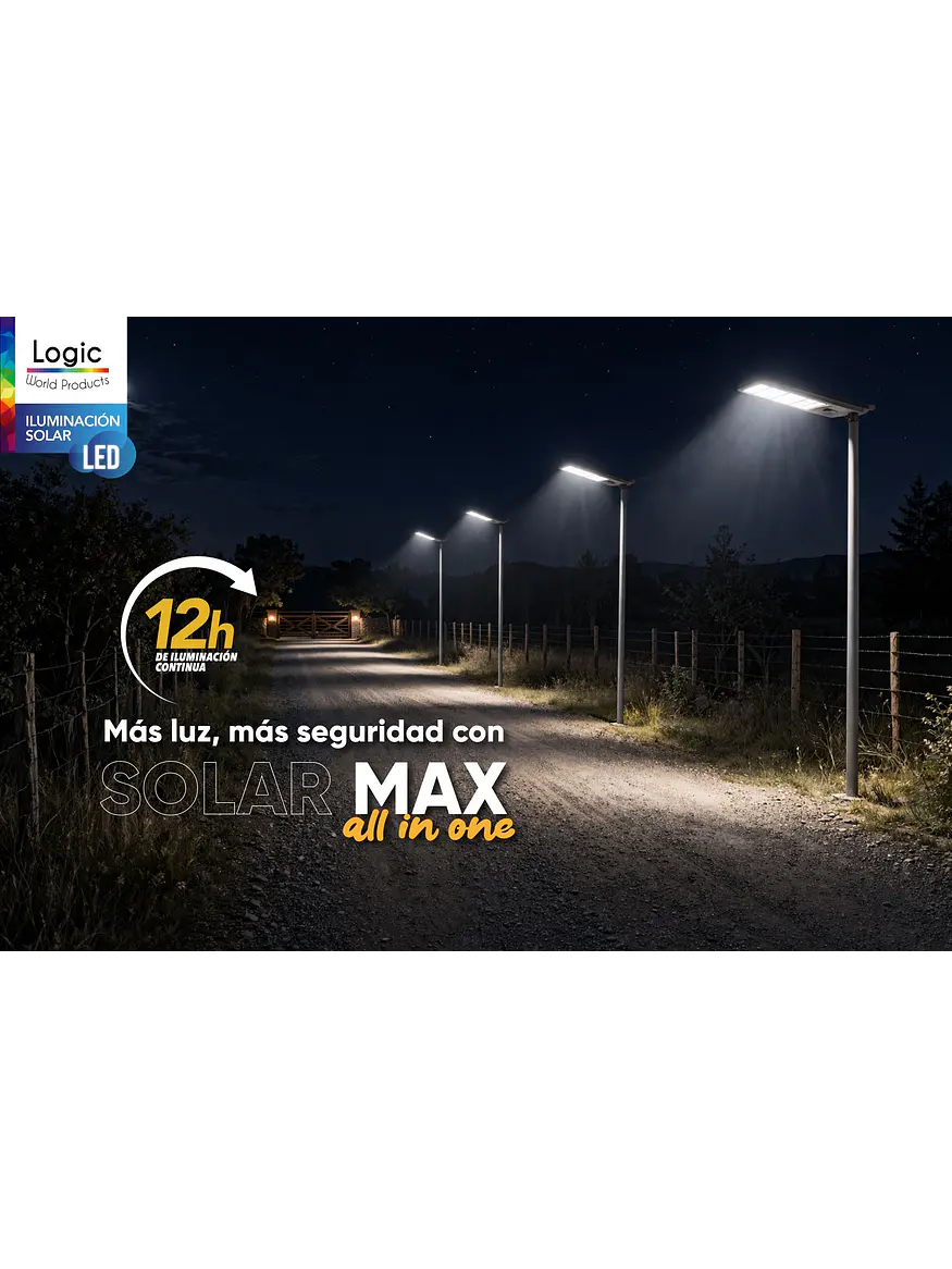 Luminaria Solar LED 800W Solar Max All In One 5000Lm Sensor Movimiento IP65 6