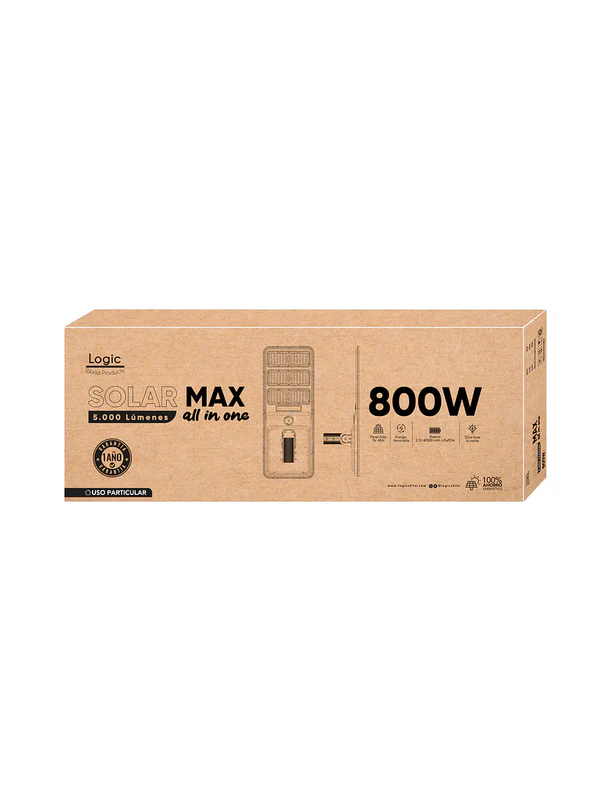 Luminaria Solar LED 800W Solar Max All In One 5000Lm Sensor Movimiento IP65 7