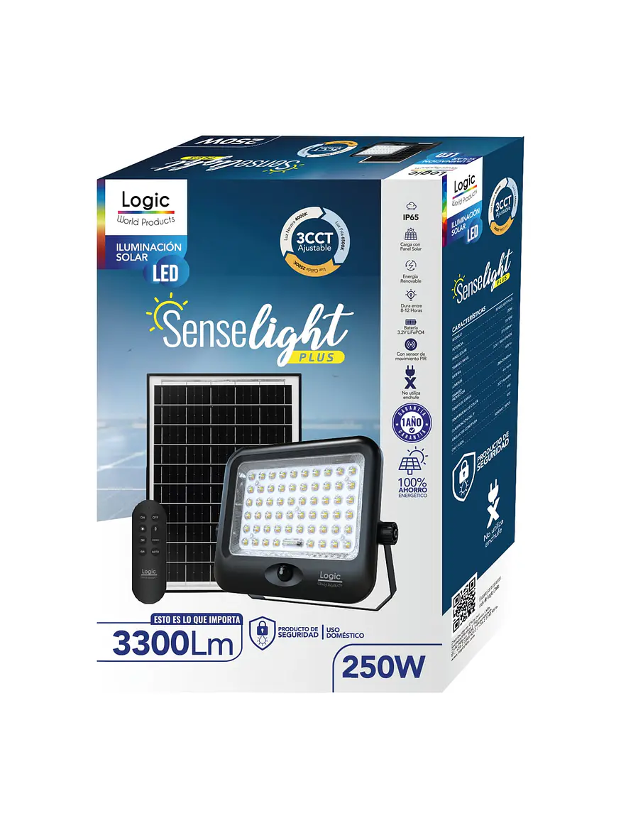 Proyector Solar LED 250W SenseLight Plus 3CCT Sensor Movimiento Control Remoto IP65 4