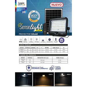 Proyector Solar LED 150W SenseLight Plus 3CCT Sensor Movimiento Control Remoto IP65