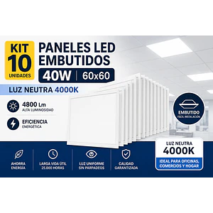 KIT 10 Paneles LED Backlight Embutidos 40W 60x60 4000K