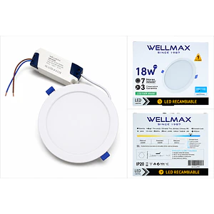 Panel LED Embutido 18W con Kit de Emergencia 1800Lm Luz Fría