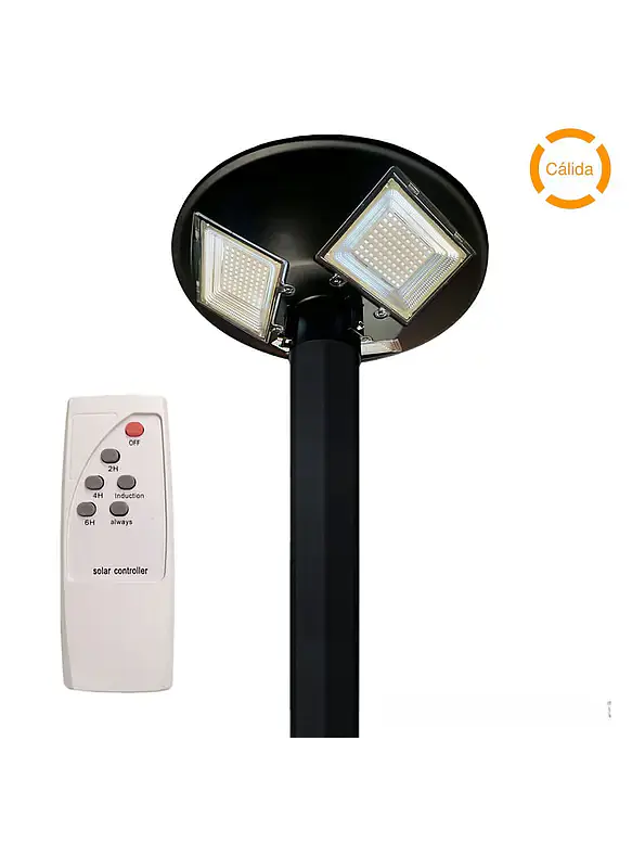 KIT Luminaria Solar Pagoda 150W Luz Cálida 3000K + Poste 3 Metros IP65 2