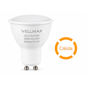 KIT 10 Ampolletas LED GU10 8W 3000K 720Lm WELLMAX