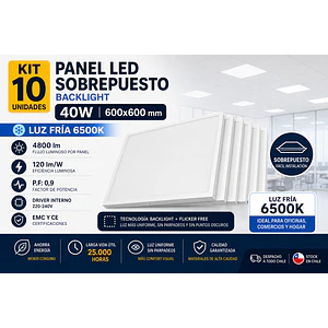 KIT 10 Paneles Sobrepuestos 40W 60x60 Luz Fría 6500K