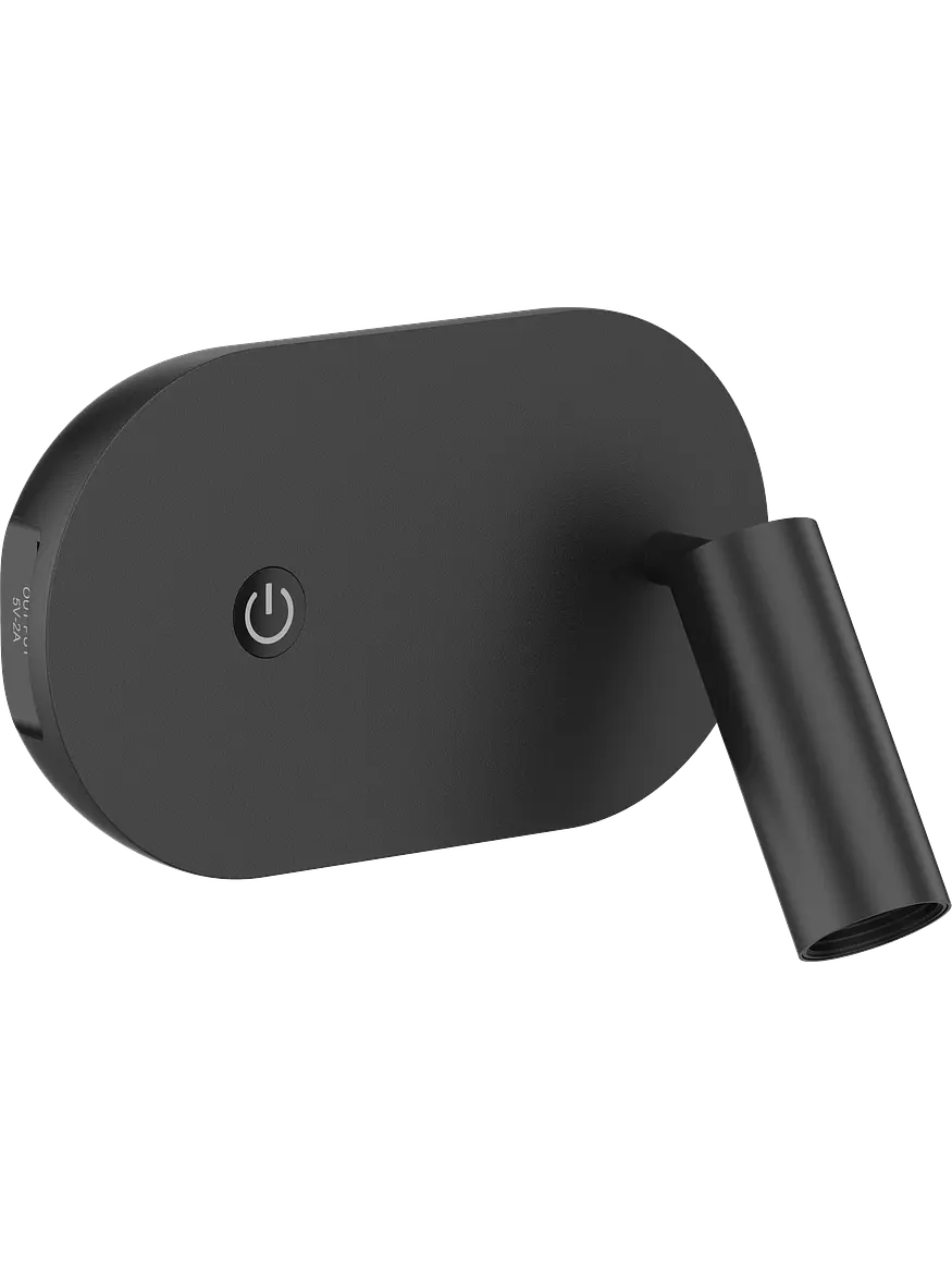 Aplique Luz de Lectura Orientable USB A+C 3W Luz Cálida Negro ROBLAN MAGZ 1
