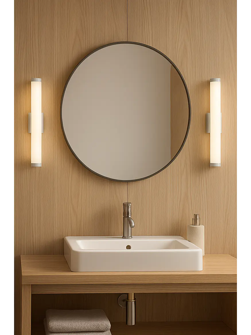 Aplique Baño LED Tubular CCT 7W Luz Cálida / Luz Neutra IP44 Cromo ROBLAN MINT 2
