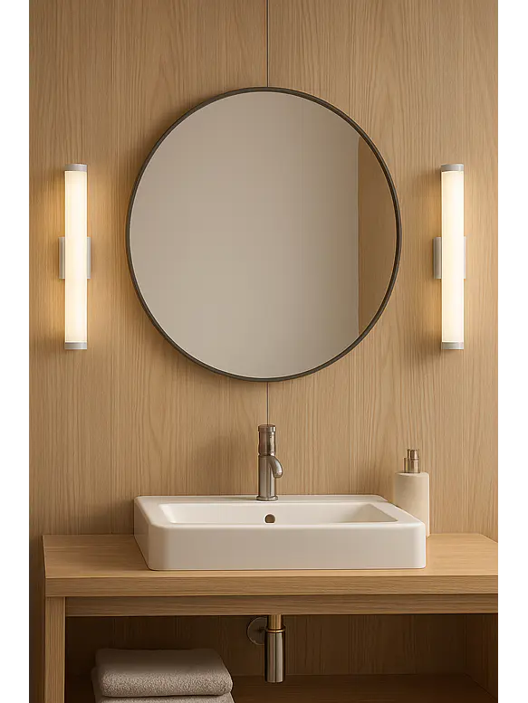 Aplique Baño LED Tubular CCT 14W Luz Cálida / Luz Neutra IP44 Cromo ROBLAN MINT 2