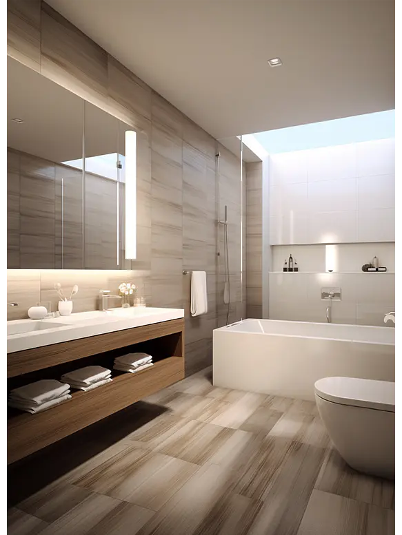 Aplique Baño LED Tubular CCT 22W Luz Cálida / Luz Neutra IP44 Cromo ROBLAN MINT 2