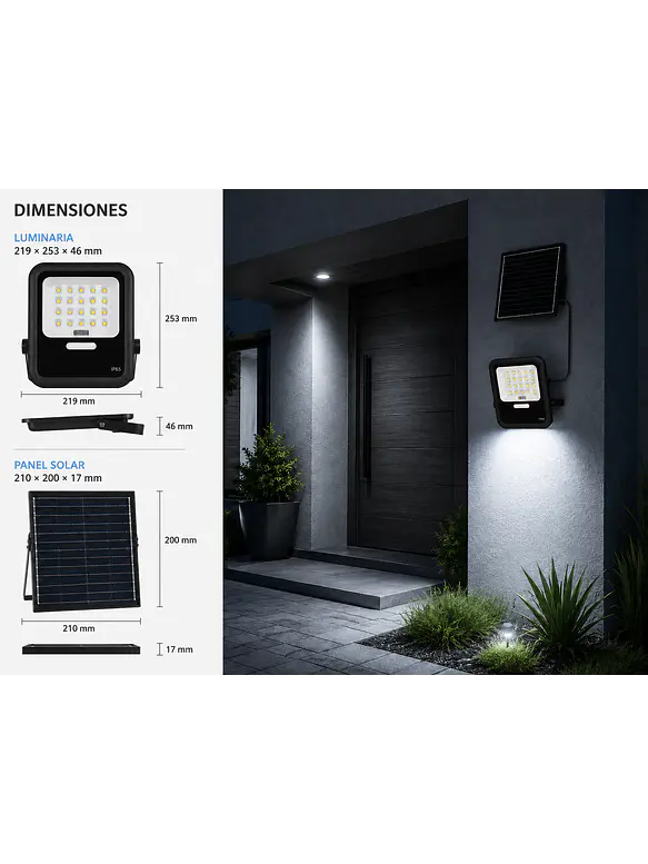 Proyector Solar LED SOL Light 60W Luz Fría IP65 Control Remoto 3