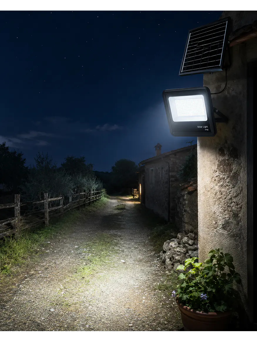 Proyector Solar LED 300W Luz Fría IP65 Control Remoto 2
